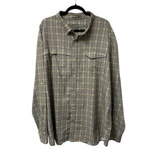 HUK SHIRT BUTTON DOWN PLAID FISH GRAPHIC MENS 3XL PERFORMANCE GREEN VENTED